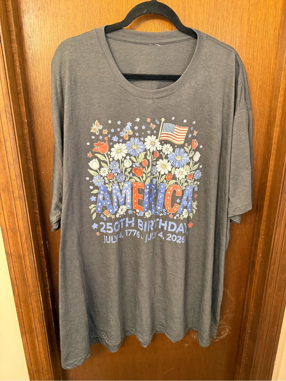 Graphic 'Birthday' Tee with Blue & Red Lettering size 3X